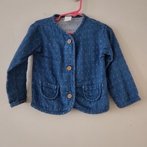H&M Kids Blue Denim Blazer Jacket 12M Baby Unisex Cotton Button Cottagecore